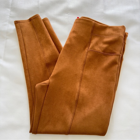 SPANX Faux Suede Leggings Caramel Size 2X - Picture 3 of 11